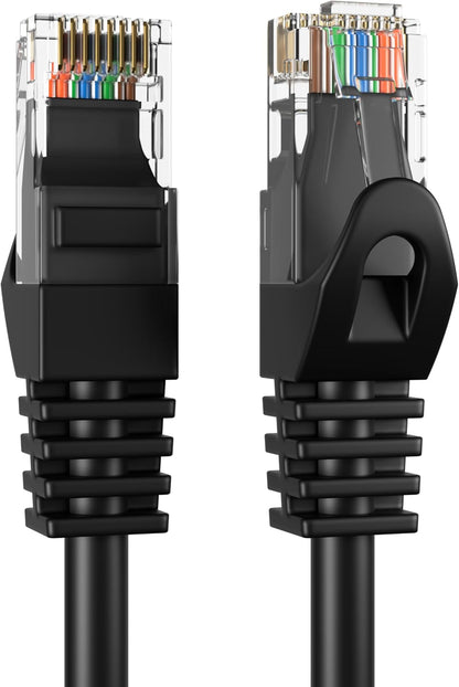 Cat6 50FT Network Ethernet Patch Cable, 550Mhz Internet Wire, Compatible with PC, Laptop, Modem, Router, Tvs, Printer Cord, Consoles for Home and Office, Black