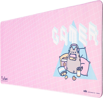 Pusheen Rose Collection XXL Mouse Mat Desk Pad 31.5 X 13.78 Inch Non-Slip Rubber Base, Gaming, Keyboard Mouse Mat - Pusheen Gifts - Pink Mouse Mat - Pink Mouse Pad - Pink Gaming