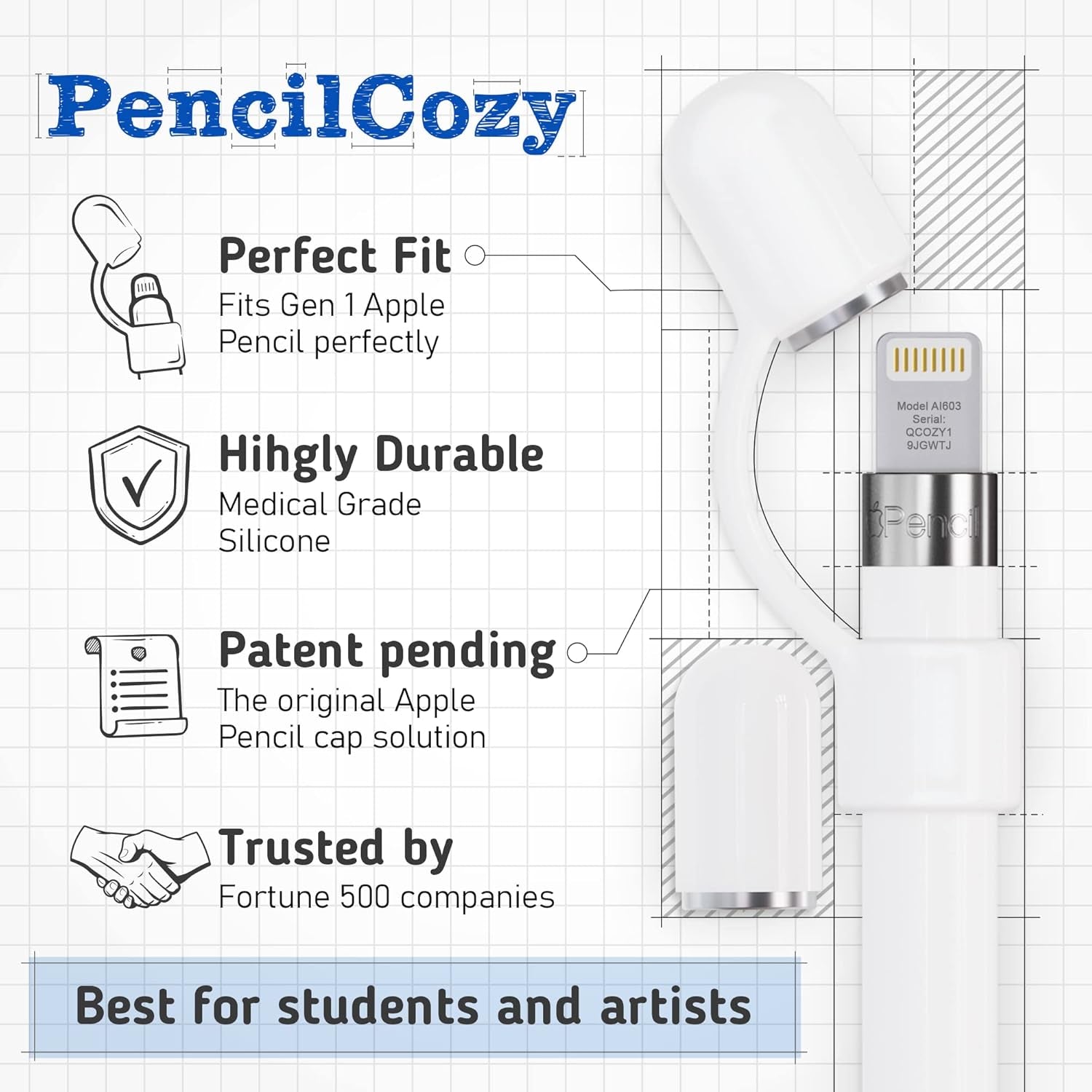 Pencil Apple Pencil Cap Replacement and Holder with Cap, Protective Cover & Tether Prevents Damage, Apple Pen Cap Works with Apple Ipad Pro, Apple Pencil 1St Generation Cap, Apple Accessories